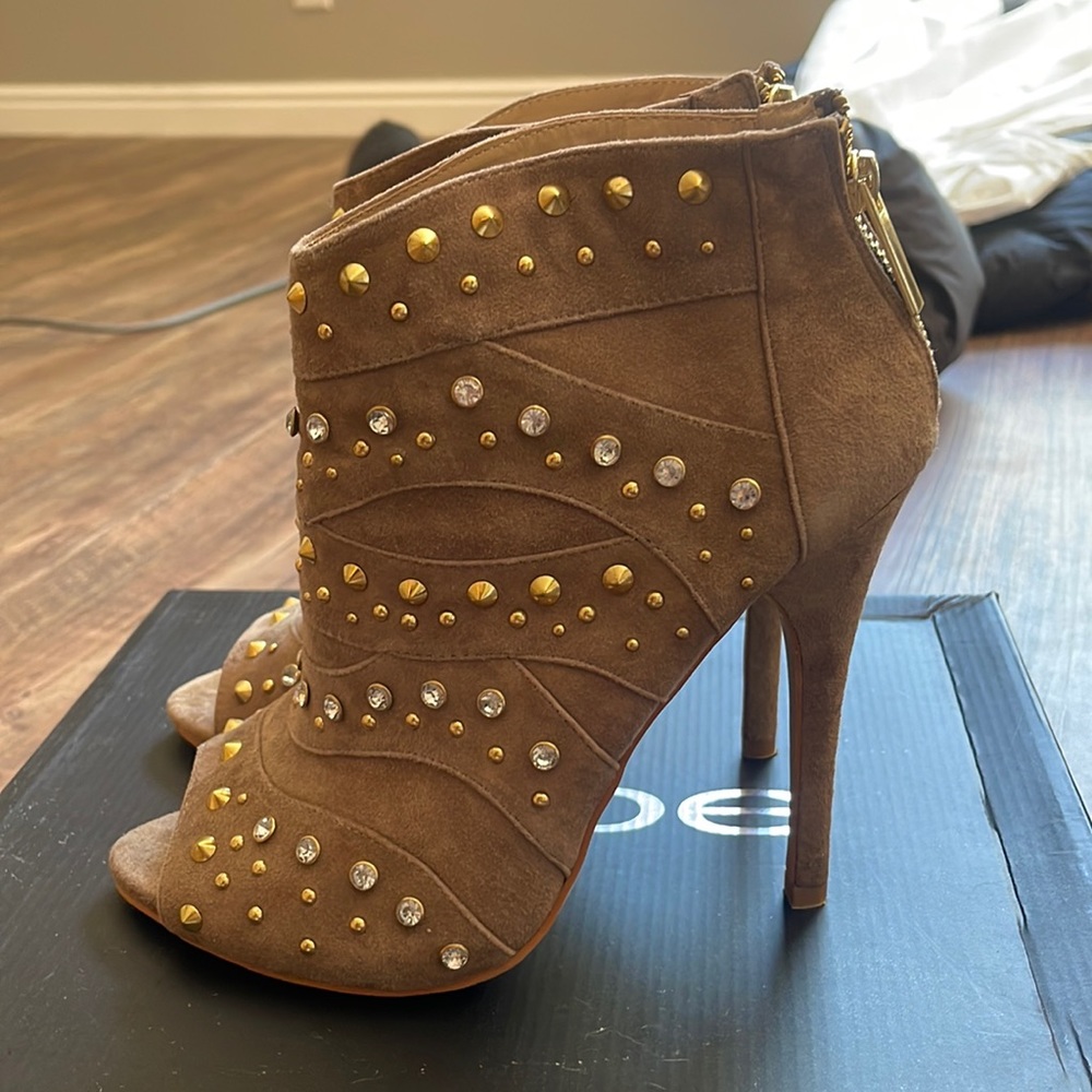 Bebe Sparkly Open Toe Bootie